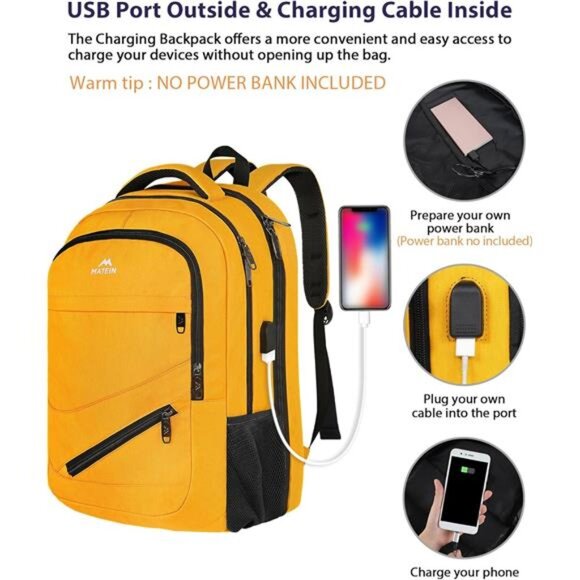 School College Backpack for Men, 17 inch Water Resistant Laptop Computer - Picture 4 of 7